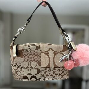 Vintage Y2K COACH Tan/Brown Signature Monogram Patchwork Mini Bag